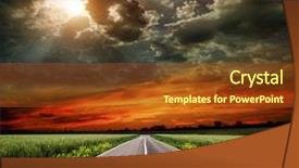  Presentation with pine trees sun shining through - Colorful PPT layouts enhanced with asphalt road through the fields backdrop and a tawny brown colored foreground