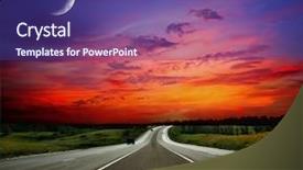  Presentation with asphalt road - Amazing theme having asphalt road through the fields backdrop and a violet colored foreground