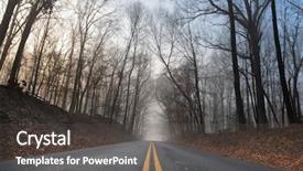  Presentation with foggy forest - Slide set featuring asphalt road to foggy forest background and a dark gray colored foreground