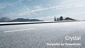  Presentation with hill road - Cool new presentation design with asphalt road to horizon backdrop and a gray colored foreground