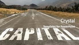  Presentation with asphalt - PPT layouts enhanced with asphalt road with business conceptual word drawn with white paint background and a coral colored foreground