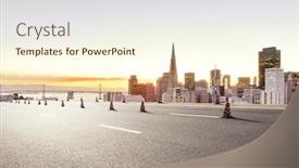  Presentation with san francisco - Audience pleasing theme consisting of asphalt-road-with-cityscape backdrop and a cream colored foreground