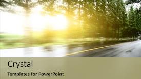  Presentation with asphalt - PPT layouts enhanced with asphalt road with tree lawns background and a mint green colored foreground