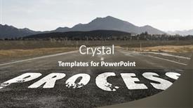  Presentation with business process - Colorful PPT theme enhanced with asphalt-road-with-word-process backdrop and a gray colored foreground