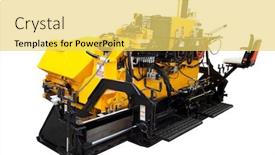  Presentation with asphalt - Amazing slide set having asphalt spreading machine under the white background backdrop and a yellow colored foreground