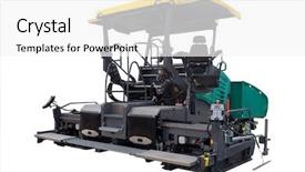  Presentation with asphalt - Slide deck with asphalt spreading machine under the white background background and a white colored foreground