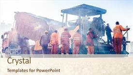  Presentation with asphalt road animtion - Beautiful slides featuring asphalt with shovels at road backdrop and a cream colored foreground