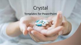  Presentation with medicines - PPT theme featuring aspirin - closeup shot of a woman background and a light gray colored foreground