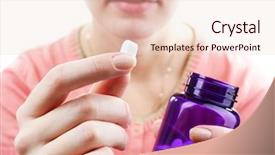  Presentation with coronavirus pill - Colorful theme enhanced with aspirin - pill in hand close-up backdrop and a lemonade colored foreground