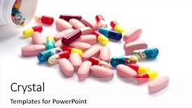  Presentation with pill bottle - Colorful slide set enhanced with aspirin - pills an pill bottle backdrop and a white colored foreground