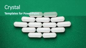 Presentation with white green - Presentation theme consisting of aspririn structure - white capsules pills on green background and a ocean colored foreground