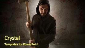  Presentation with chainsaw - Amazing slide deck having assassin in an empty bloody backdrop and a wine colored foreground