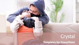  Presentation with man joined woman - Presentation theme consisting of assault - armed man assaulting young woman background and a coral colored foreground