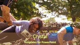  Presentation with helping others - Presentation design having assault course competitor helping others background and a tawny brown colored foreground