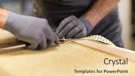  Presentation with furniture industry - Slides having assembler with cutter or knife background and a  colored foreground