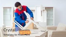  Presentation with supervision - Slides consisting of assembly - contractor repairman assembling furniture background and a lemonade colored foreground