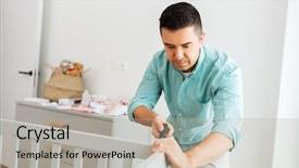  Presentation with nursery newborn child mom nursing - PPT theme enhanced with assembly - parenthood fatherhood and nursery concept background and a light gray colored foreground