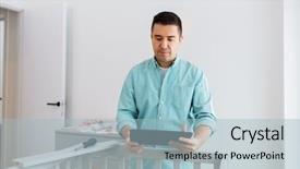  Presentation with nursery newborn child mom nursing - Beautiful PPT theme featuring assembly - parenthood fatherhood and nursery concept backdrop and a light blue colored foreground