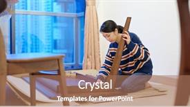  Presentation with safety home inspections - Theme with assembly - woman assemble the table background and a coral colored foreground