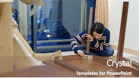  Presentation with home wrench screwdriver - Slide set having assembly - woman assemble the table background and a violet colored foreground