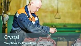  Presentation with gear box - PPT theme with assembly gears - factory industrial worker assembling background and a  colored foreground