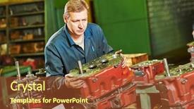  Presentation with industrial - Beautiful slide set featuring assembly gears - industrial worker assembler with gearbox backdrop and a  colored foreground