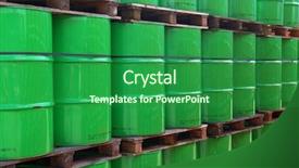  Presentation with drums - Presentation with assembly of green oil drums background and a forest green colored foreground