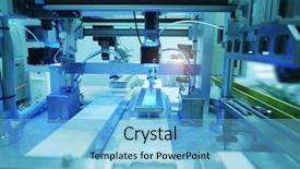  Presentation with electric circuit - Beautiful presentation theme featuring manufacturing soldering and assembly printed backdrop and a light blue colored foreground