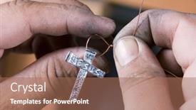  Presentation with components - Amazing presentation having assembly-worker-places-wire-strands backdrop and a coral colored foreground