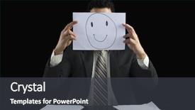  Presentation with santa claus holding scroll paper - Presentation theme having assertiveness - businessman holding a smiley face background and a  colored foreground