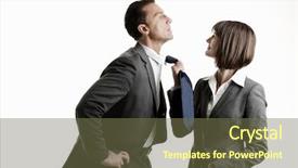  Presentation with colleague farewell goodbye - Slide set consisting of assertiveness - businesswoman pulling her colleague background and a tawny brown colored foreground