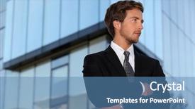  Presentation with assertiveness - Theme with assertiveness - handsome young executive background and a teal colored foreground