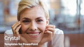  Presentation with female - PPT theme consisting of assertiveness - selfassured female cook smiling background and a tawny brown colored foreground