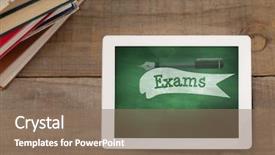  Presentation with tablets wood table tablet white - Presentation theme featuring assesment - digital composite of tablet background and a coral colored foreground