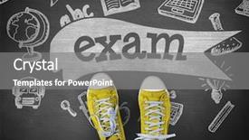  Presentation with assesment - Beautiful PPT layouts featuring assesment - word exam and casual shoes backdrop and a gray colored foreground