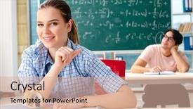  Presentation with math students - Presentation featuring assessment learning - young students taking the math background and a lemonade colored foreground