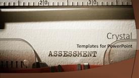  Presentation with assessment - Presentation design featuring assessment-word-written background and a soft green colored foreground