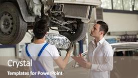  Presentation with crash - Colorful slide set enhanced with assessor analyzing damage crash car backdrop and a gray colored foreground