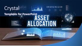  Presentation with business book - Beautiful presentation theme featuring asset-allocation-inscription-coming-out backdrop and a navy blue colored foreground