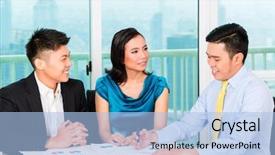  Presentation with insurance - Presentation theme having asset family - asian banker selling insurance background and a light blue colored foreground