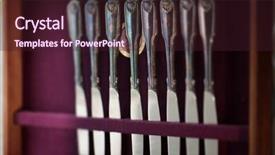  Presentation with knives - Presentation design featuring asset family - old or vintage silverware rainbow background and a  colored foreground