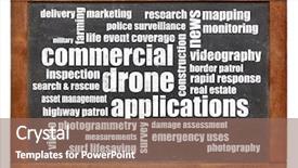  Presentation with commercial - Cool new presentation theme with asset mapping - commercial drone applications word cloud backdrop and a coral colored foreground
