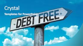  Presentation with debt free - Beautiful presentation theme featuring asset recovery - debt free sign with sky backdrop and a teal colored foreground