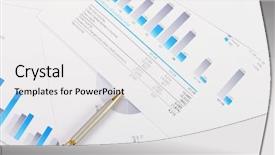  Presentation with assets - Presentation theme having assets review - charts and graphs of sales background and a white colored foreground