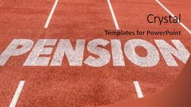  Presentation with pension - Cool new slides with assets tracking - pension written on running track backdrop and a red colored foreground