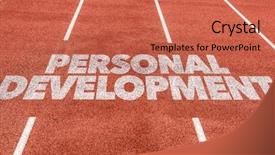  Presentation with personal development - Slide deck consisting of assets tracking - personal development written on running background and a coral colored foreground