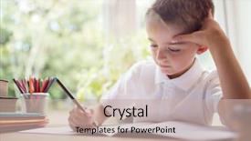  Presentation with notepad - Theme consisting of assignment - boy writing in a notepad background and a soft green colored foreground