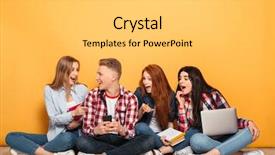  Presentation with young children at school - Slide set featuring assignment - group of young positive school background and a light gray colored foreground