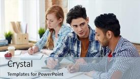  Presentation with design - Cool new slide set with assignment - students of design faculty working backdrop and a light blue colored foreground