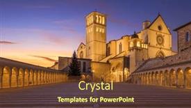  Presentation with saint - Presentation theme having assisi-italy-with-the-basilica background and a tawny brown colored foreground